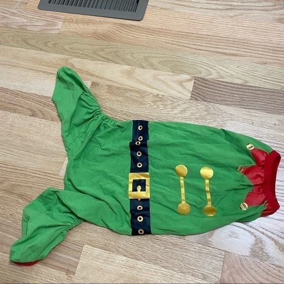 Dog Elf Pajama Medium Green Red Pet Clothing - Picture 2 of 4